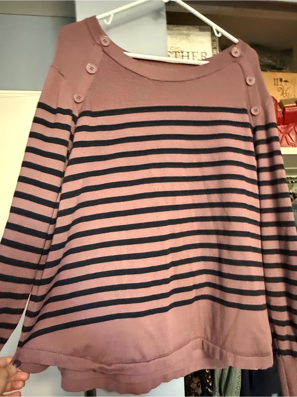 Sz 3X Liz Claiborne Long Sleeve Striped Pullover